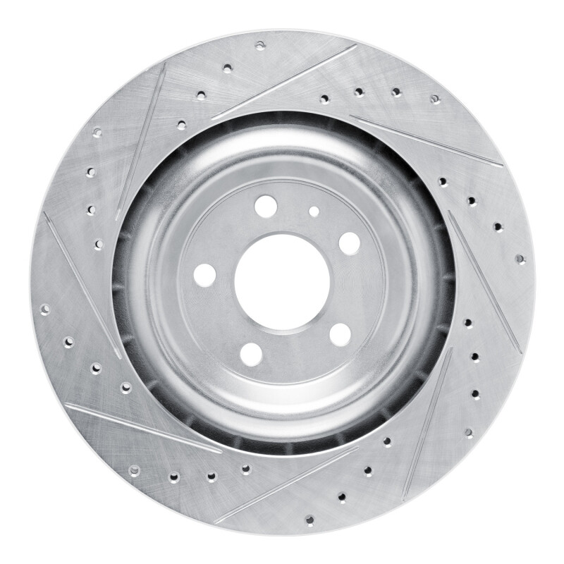 Porsche Macan Brake Rotor (1) - Rear Right - R1 Concepts - Drilled & Slotted - Silver - `15-`18